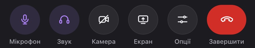 Кнопка «Екран» — у повній панелі дзвінка